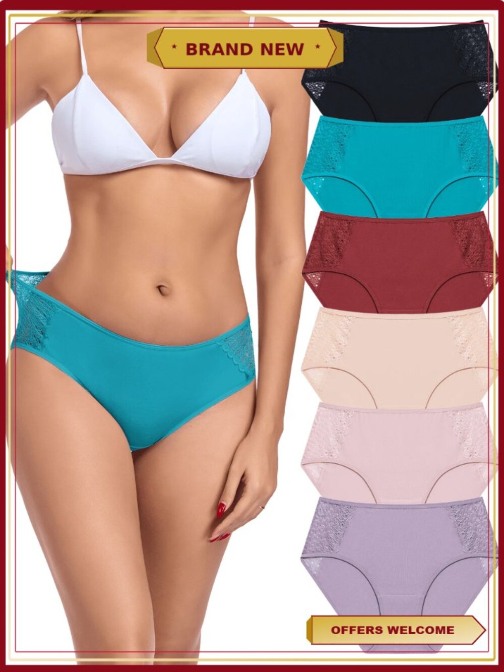 Cotton Hipster Panties Multipack Bikini Briefs Moisture Wicking No Show Women's